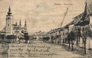Podolin, Podolínec (Szepes, Zips); Fő tér, templom és harangtorony. G. Jilovsky 1922. / main square, church, bell tower, belfry (b)