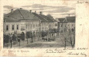 1901 Rozsnyó, Roznava; Rákóczi tér, Falvi Jenő üzlete és saját kiadása / square, publisher's shop (b)