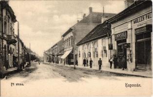 Kaposvár, Fő utca, Müller Pál cipész, Fenyvesi Béla üzlete és saját kiadása  (Rb)