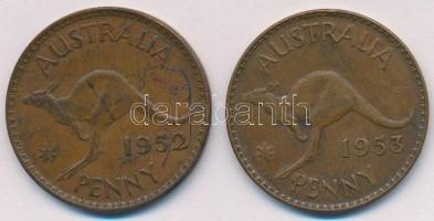 Ausztrália 1952. 1p Br "VI. György" + 1953. 1p Br "II. Erzsébet" T:2
Australia ...