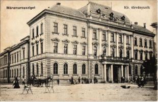 1915 Máramarossziget, Sighetu Marmatiei; Kir. törvényszék, piaci árus üres standja / court of justice, empty stall of a market vendor
