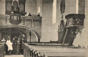 1918 Kismarja, Református templom, belső, lelkész és hívők. Kiadja a Fogyasztási Szövetkezet (fl)