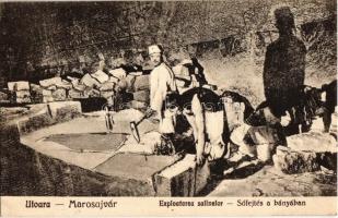 Marosújvár, Felsőmarosújvár, Ocna Mures, Uioara; Sófejtés a bányában / Exploatarea salinelor / salt mine interior with miners working