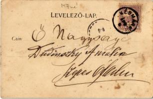 1900 Késmárk, Kezmarok; Thököly vár és Thököly Imre / castle, Emeric Thököly. Floral, Art Nouveau (f...