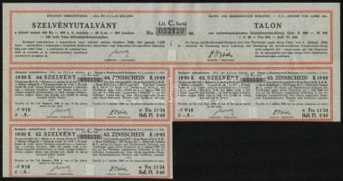 1914. "Budapest Székesfőváros" 4 1/2%-os Kötelezvény bemutatóra 480K-ról (5x) magyar és né...