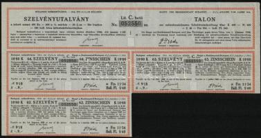 1914. "Budapest Székesfőváros" 4 1/2%-os Kötelezvény bemutatóra 480K-ról (5x) magyar és né...