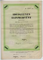 Budapest 1946. "A Külföldi törlesztéses 6%-os aranykötvények 1927. évi kölcsön" ideiglenes...