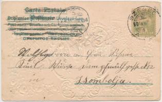 1903 Embossed litho floral greeting art postcard with birds (EK)