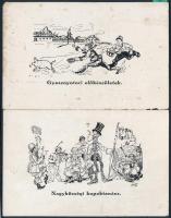 2 db RÉGI használatlan studentika művészlap albumlapon; A Soproni diákéletből V. és VII. / 2 unused pre-1945 studentica art postcard on album sheet