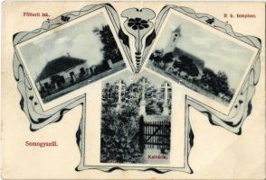 1913 Somogyszil, Főtiszti lak, Római katolikus templom, Kálvária. Art Nouveau, kiadja Bergl Simon és fia (EB)