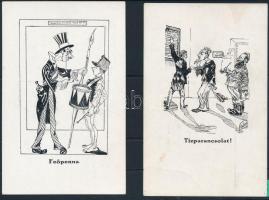 2 db RÉGI használatlan studentika művészlap albumlapon; A Soproni diákéletből VI. és IX. / 2 unused pre-1945 studentica art postcard on album sheet