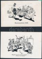 2 db RÉGI használatlan studentika művészlap albumlapon; A Soproni diákéletből VIII. és X. / 2 unused pre-1945 studentica art postcard on album sheet
