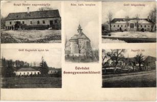 1912 Miklósfa, Somogyszentmiklós, Horvátszentmiklós, Szentmiklós (Nagykanizsa); Római katolikus templom, Jegyzői lak, Gróf Keglevich nyári lak, Buzgó Sándor nagyvendéglője, Grófi bérgazdaság télen