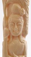Távol keleti csont faragás, fa talapzaton, m:14 cm