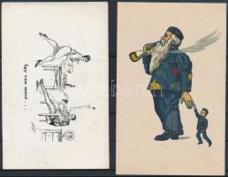 2 db RÉGI studentika művészlap albumlapon; A Soproni diákéletből XIV. és XXII. / 2 pre-1945 studentica art postcard on album sheet