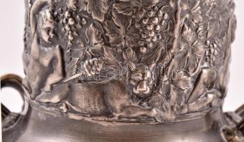 Borhűtők. 2 db jelzett ezüstözött alpakka, bacchanália jelenettel / Hallmarked alpacca wine coolers ...