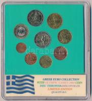 Görögország 2002-2004. 1c-2E (9xklf) forgalmi sor műanyag tokban, közte 2004. 2E Athéni Olimpia 2004 T:1,1-  Greece 2002-2004. 1 Cent - 2 Euros (9xdiff) coin set in plastic case, including 2004. 2 Euro Athens 2004 C:UNC,AU
