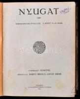 1920 a Nyugat 2. félév lapszámai, egybekötve, félvászon kötésben, érdekes írásokkal, Dr. Geréb Lajos (?-?) ex libris-ével