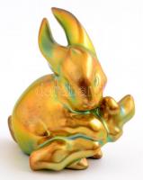 Zsolnay eozin mázas nyuszi, jelzett, hibátlan, m:7 cm,