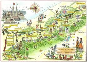 13 db MODERN külföldi térkép motívumlap / 13 MODERN European and Worldwide map motive cards