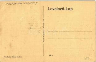 Decs, Fő utca, Hősök szobra, automobil. Betelheim Miksa kiadása (EK)