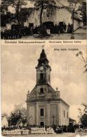 1917 Bakonyszentiván, Római katolikus templom, falubeliek csoportképe elsőáldozókkal, Gerstmann Salamon üzlete és saját kiadása (EK)