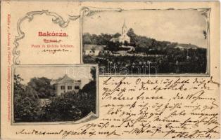 1901 Bakóca, látkép templommal, Majláth kastély. Art Nouveau