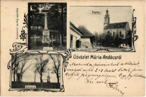 1906 Andocs, Mária-Andócs; templom, kálvária, kereszt. Steegmüller fényirda, Art Nouveau