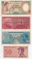 Indonézia 1954. 2 1/2R + 1956. 1R + 1958. 5R + 1964. 1s + 5s + 10s + 25s + 50s T:I 
Indonesia 1954....