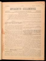 1898 Anyakönyvi közlemények. A "Magyar Közigazgatás" melléklete. IV. évf. 1-52. sz. Korabe...