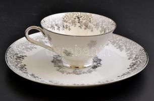 Bavaria ezüstlakodalmi csésze és tányér, matricás, jelzet, apró kopásokkal, különböző méretben