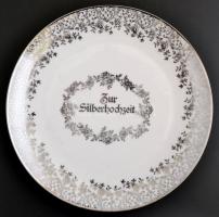 Bavaria ezüstlakodalmi csésze és tányér, matricás, jelzet, apró kopásokkal, különböző méretben