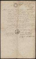 1852 Fadd, Bali György bíró által írt és aláírt levél 15 Kr papíron