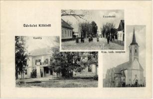 Dunakiliti, Kiliti; Batthyány kastély, utcakép, Római katolikus templom. Steegmüller fényirda kiadása