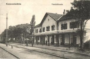 1915 Kunszentmiklós, Vasútállomás, vasutasok (EK)