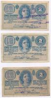 1914. 2K "C" sorszámjel (3x) 2db valószínűleg hamis szerb felülbélyegzéssel míg 1db "...
