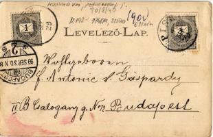 1899 Petrozsény, Petrosani; pályaudvar, vasútállomás, gőzmozdony. Joánovits és Sternád kiadása / Bah...