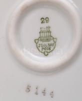 Zsolnay kiöntő+cukortartó, kézzel festett, jelzett, apró kopásokkal, különböző méretben