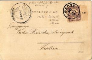 1901 Óbecse, Stari Becej; Árpád-ligeti főbejárat, Fő utca, protestáns templom, Lőkert / park, shooti...