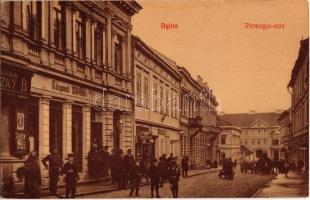 Nyitra, Nitra; Vármegyeház utca, Központi Kávéház, S. András és Rasofszky B. üzlete. Schwarz A. 745. / street view with shops and cafe