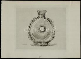 Henri-Charles Guérard (1846-1897): Váza, rézkarc, papír, jelzett a karcon, 17,5×20,5 cm