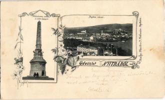 1899 Nyitra, Nitra; Milleniumi emlék a Zobor hegyen. Marton és Kálmán kiadása / monument on Zobor. Art Nouveau, floral