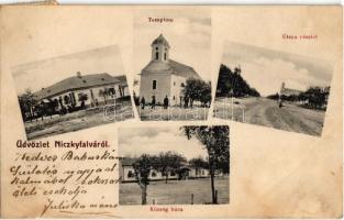 1913 Niczkyfalva, Kutas, Nitchidorf; templom, utca, községháza. Dajkovits J. utóda / church, street, town hall (Rb)