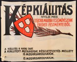cca 1920-1930 Nemzeti Szalon Képkiállítás poszter, Bp., Merkur Műintézet, felcsavarva, 2 db, szakadással, 47×63 cm