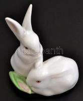 Herendi porcelán nyúlpár, kézzel festett, hibátlan, 8,5x7 cm
