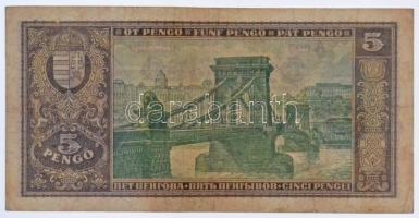 1926. 5P "A098 - 055380" T:III,III- 
Hungary 1926. 5 Pengő "A098 - 055380" C:F,...