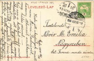 1908 Gyulafehérvár, Alba Iulia; Vasútállomás, gőzmozdony. Schäser Ferenc kiadása / Bahnhof / railway...