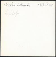 1939 Uzsok, Kárpátalja, vasútállomás, hátoldalon feliratozott fotó, 9×9 cm