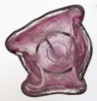 Árki Bernadett (1961-): Fújt mécsestartó fém állvánnyal, jelzés nélkül, hibátlan, m:17,5 cm