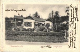 1905 Bártfa, Bártfafürdő, Bardejovské Kúpele, Bardiov; Kaczvinszky villa. Kiadja Eschwig Ede, Hajts Kornél felvétele / villa (EK)